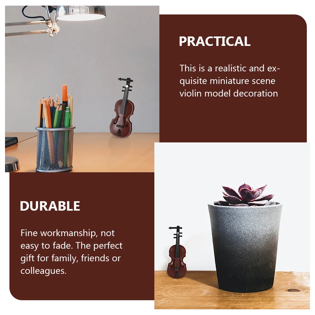 

24 комплекта мини-скрипка с текстурой дерева, орнамент в стиле ретро, коллекция музыкальных инструментов, украшение для дома, украшение для рождественской елки, настольный орнамент