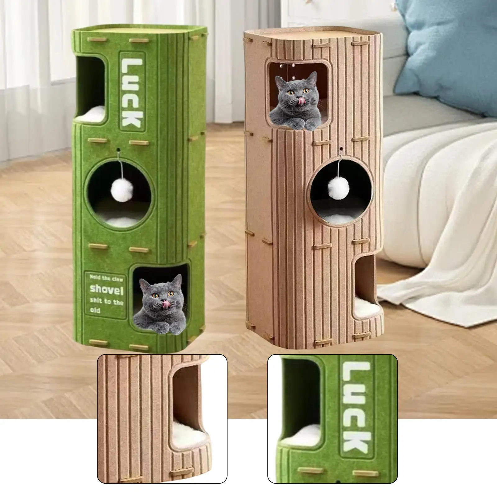 

Фетровый кошачий домик, 3-этажный для домашних кошек, котят, милая многофункциональная кровать для кошек