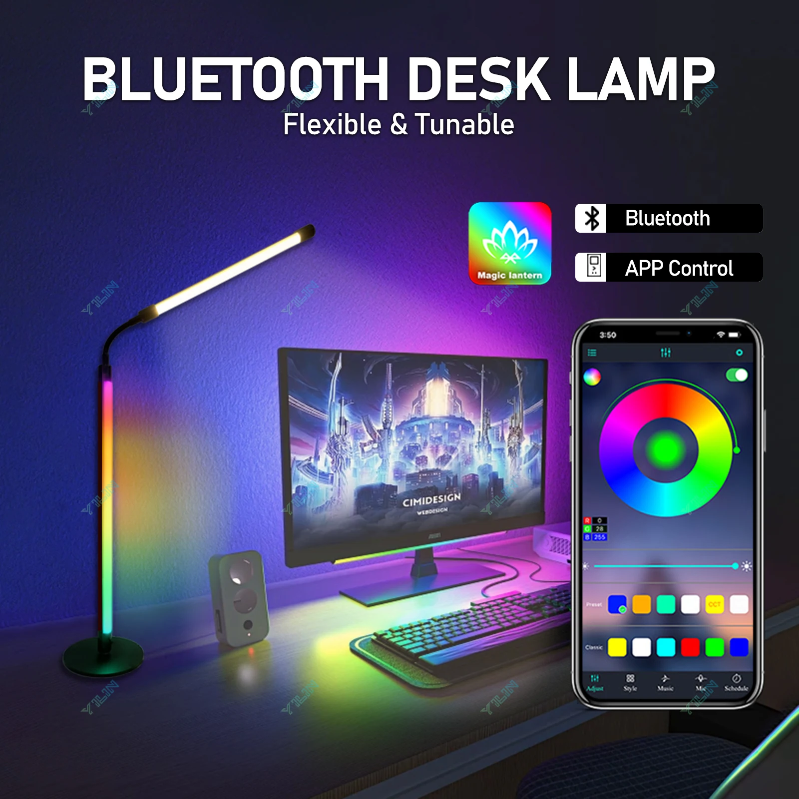 

73CM Stand Table Lamp RGBIC Smart Desk Lamps Bluetooth APP Control With Music Sync Nordic Stand Floor Mood Light For Game Room