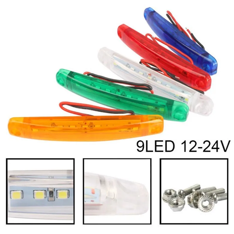 1PCS 9SMD Light 24V Oval Clearance Trailer Truck Lorry Caravan Camion LED Side Warning Marker Indicator Lamp 12V Luces Remolque