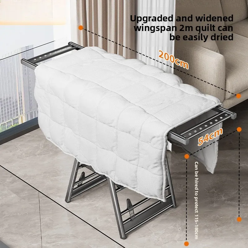 Folding drying rack balcony household aluminum alloy floor drying quilt outdoor hanging clothes rack artifact