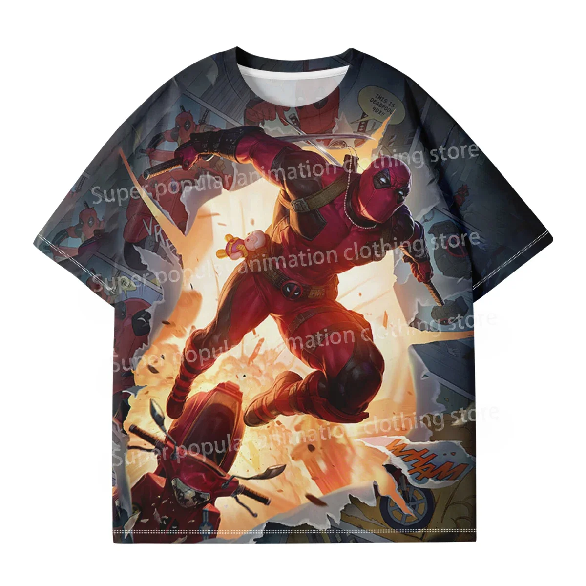 

Футболка MINISO Marvel Deadpool, модная мужская футболка с 3D принтом Росомаха, уличные повседневные футболки большого размера, спортивные топы для детей/взрослых