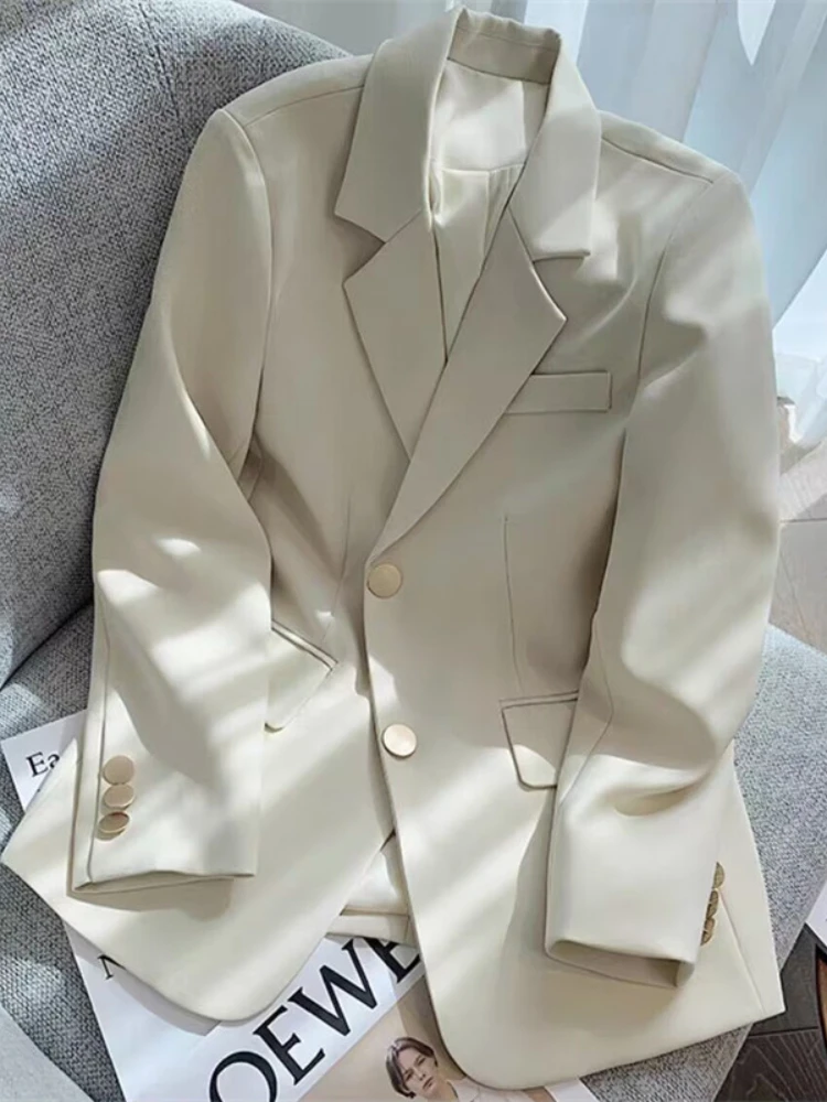 Casaco de blazer curto feminino, jaqueta na moda coreana, tops glamorosos, roupas de senhora do escritório, branco, novo, primavera