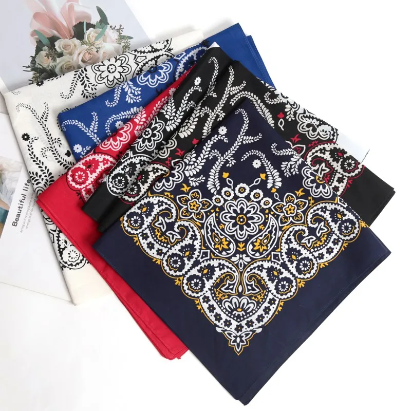 

New High Quality Hip Hop 100% Cotton Bandana Square Scarf Black Paisley Riding Headband Printed Gifts for Women/Men/Boys/Girls