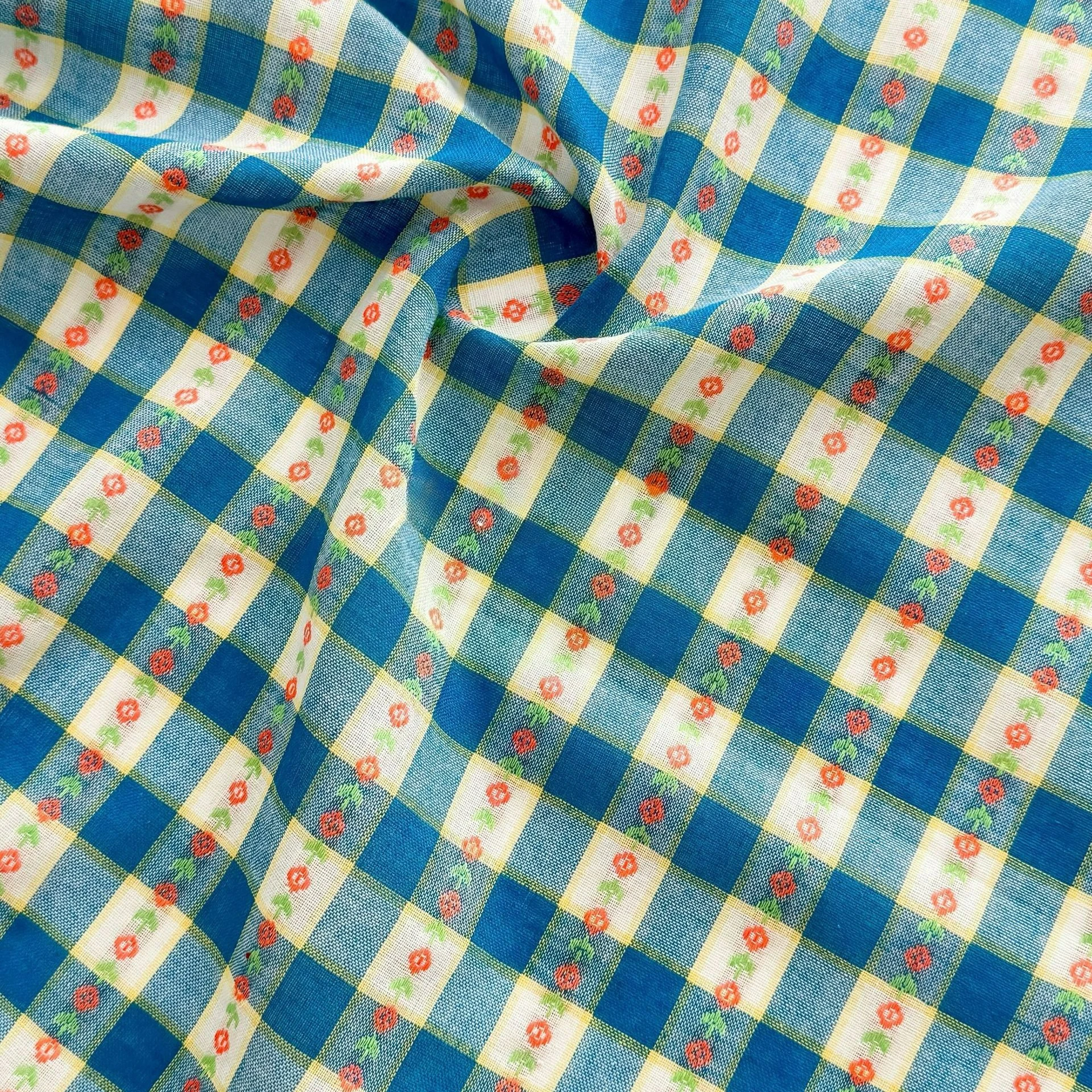 

Spring Summer Plaid Yarn Dyed Polyester Cotton Washed Cloth Shirt Dress Clothing Diy Sewing Fabric