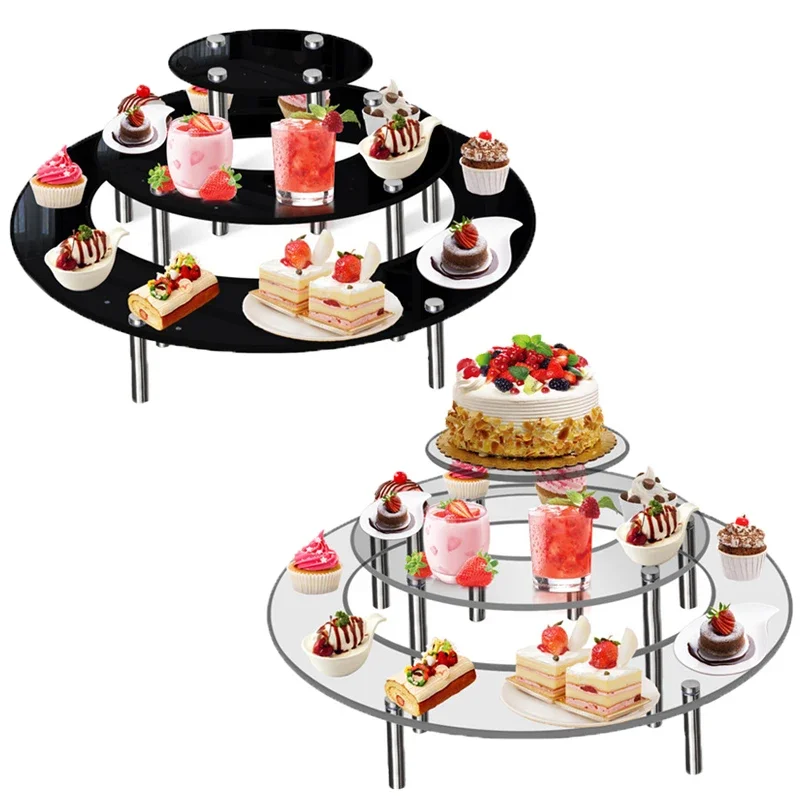 Acrylic Cake Display Stand Cupcake Shelf Multilayer Round Dessert Holder Support Base Buffet Presentation for Wedding Party Tray