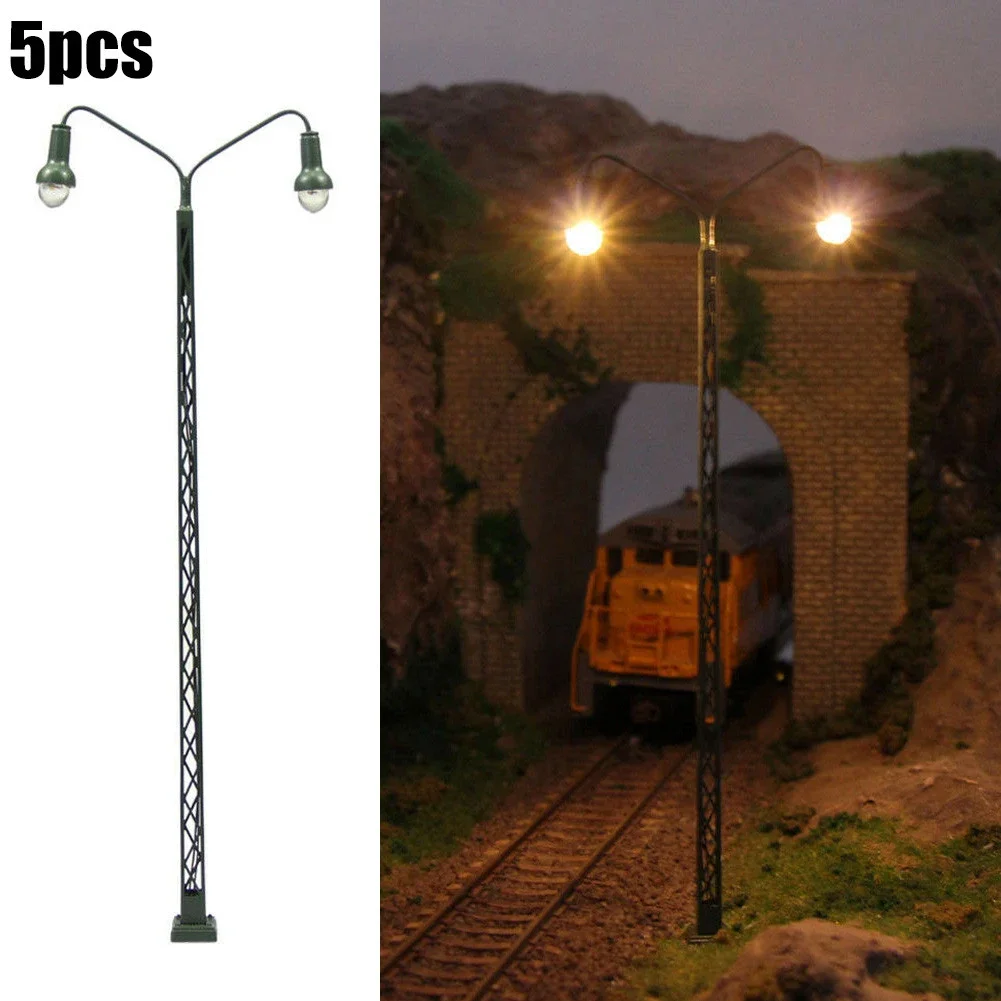 Model Railroad Lights, 5Pcs LED Lattice Mast Light for H0 Gauge Layout, Perfect for Rail & Building, 3V DC/AC, 20mA