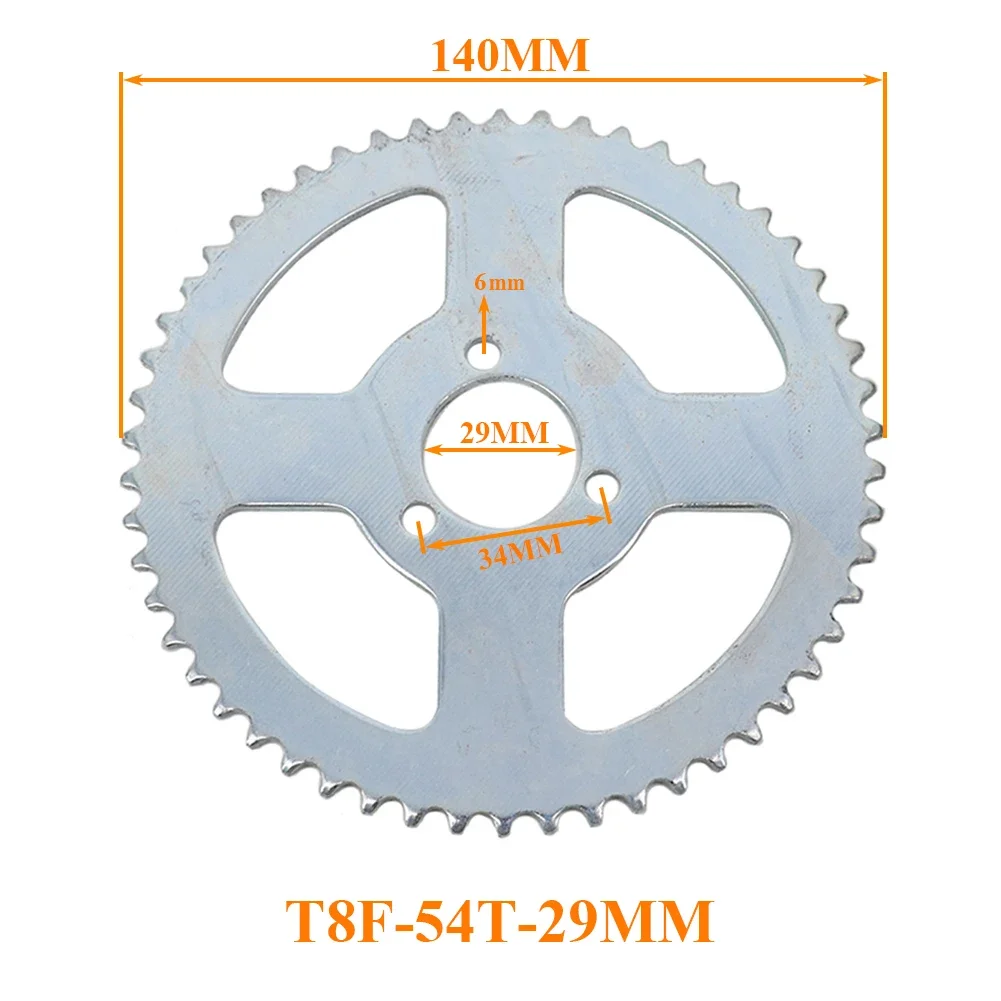 Motorcycle T8F 54T 54 Tooth 29mm Rear Chain Sprocket T8F 126link Chains For 47cc 49cc Pocket Bike Mini Moto Quad ATV