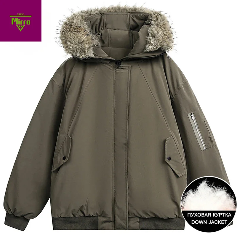 

Men Winter Down Jackets 90% White Duck Puffer Jackets Fur Collar Thicken Warm Parkas Coats 2025 New Man Casual Padded Jackets