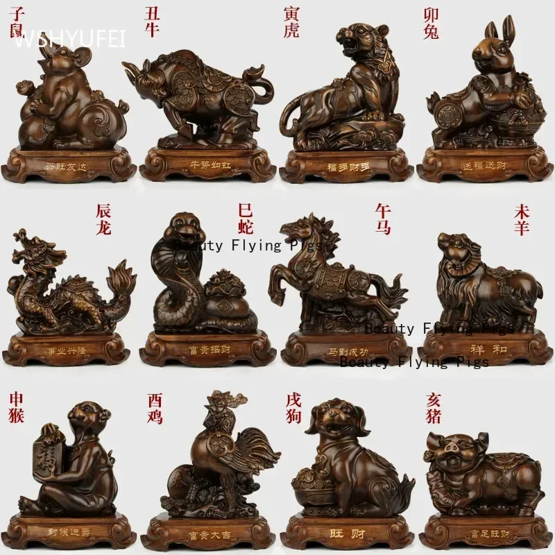 Feng Shui Chinese Zodiac Tiger Figurine Ornaments Home Resin Crafts Office Desktop Decor Living Room Decoration Luck for You view 3