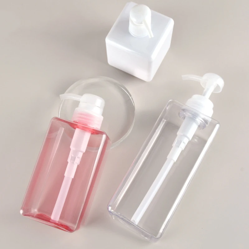 Refillable Square Shampoo Shower Gel Empty Bottles With Pump Shampoo Conditioner Body Wash Dispenser For Hotel Bathroom