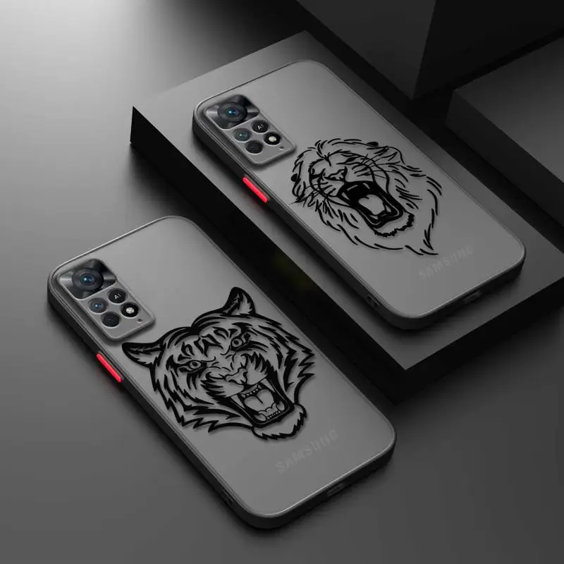 

Animal Tiger Lion Phone Case For Redmi Note 12 11 11T 11S 10 9 8 7 8T 9S 9T Pro Plus 9C 9A 10C 10S 12C K40 Matte Capa