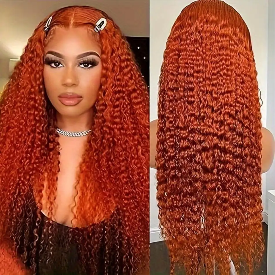 

Ginger Curly Wigs Lace Frontal Wig 13x6 13x4 HD 100% Human Hair 30 40 Inch Deep Wave Brazilian Wigs For Women Lace Front Wig