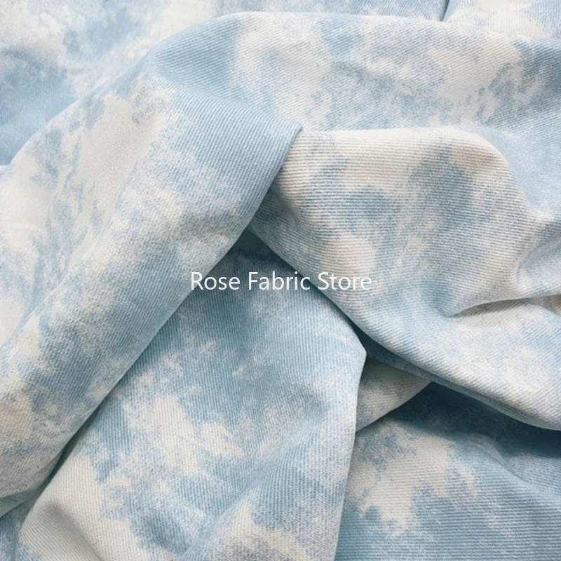 Tela vaquera teñida con lazo de alta calidad, tela vaquera estampada colorida, sarga de algodón, costura de vestido, abrigo, Blazer, bricolaje, hecho a mano, 50cm