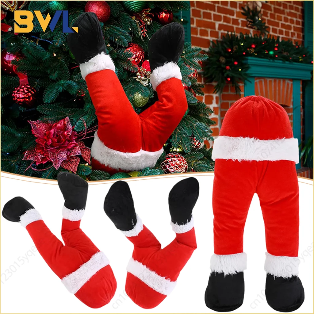 

Santa Claus Legs Christmas Tree Decorations Plush Elf Leg Ornaments Holiday Door Hanging Home Xmas Party Decor Supplies