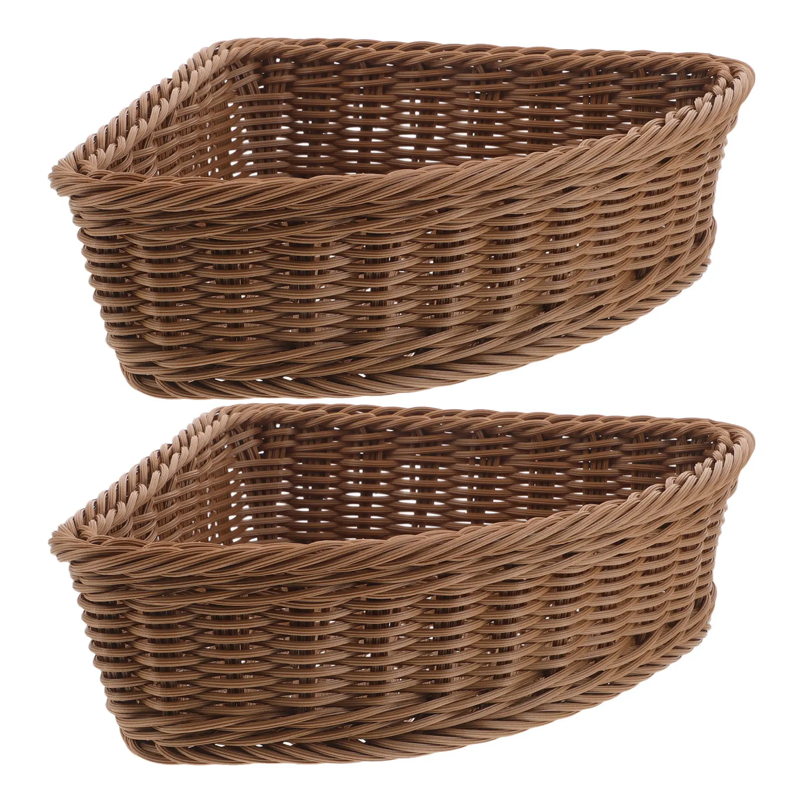 2pcs Corner Triangle Baskets Decorative Storage Basket Unique Triangular Corner Basket Wedge Cabinet Shelf Storage Organizer