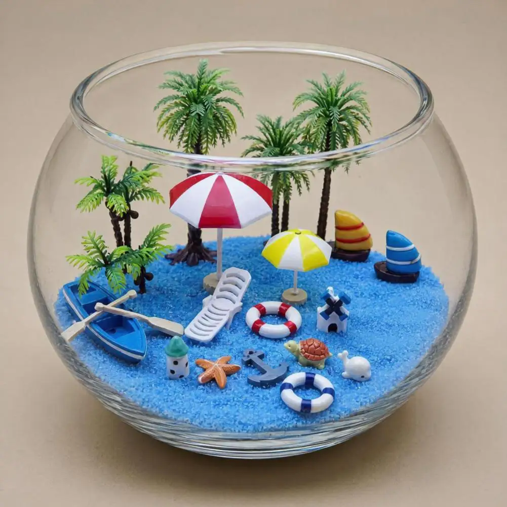 Micro Landscape Ornament Beach Decoration, Boat/Chair/Umbrella/Palm Tree/Swimming Ring for Succulents Pots Glass Covers 97