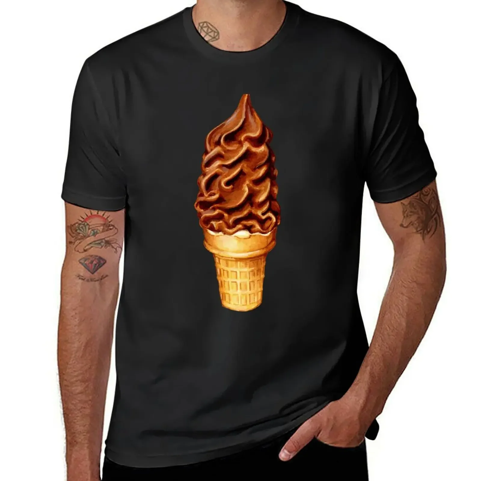 

Chocolate Dip Ice Cream Pattern T-Shirt blacks oversize t-shirts man plus size clothes men workout shirt