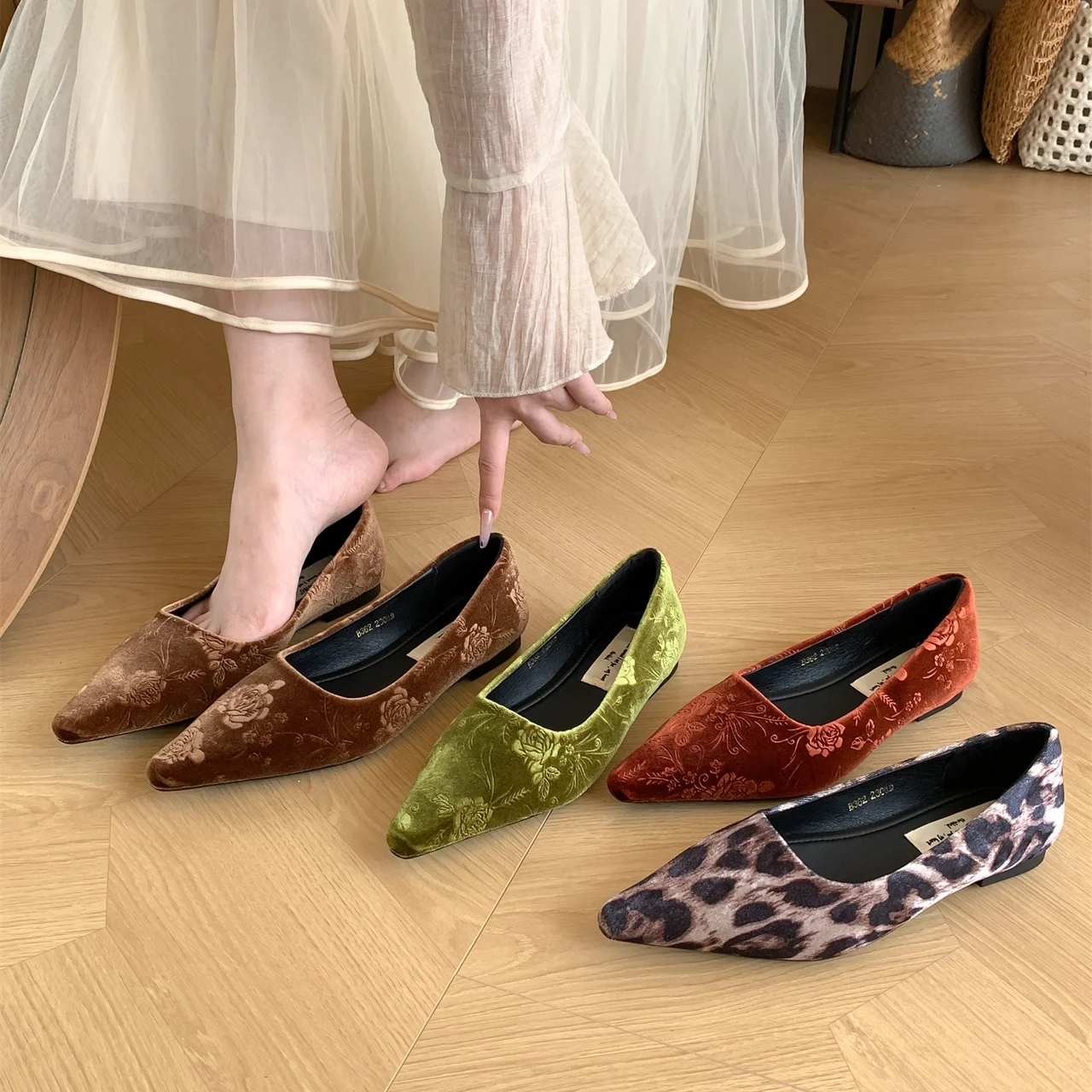 

Bailamos Women Flats Fashion Pointed Toe Shallow Slip On Ladies Eelgant Dress Shoes Thin Low Heel Single Shoes Mujer