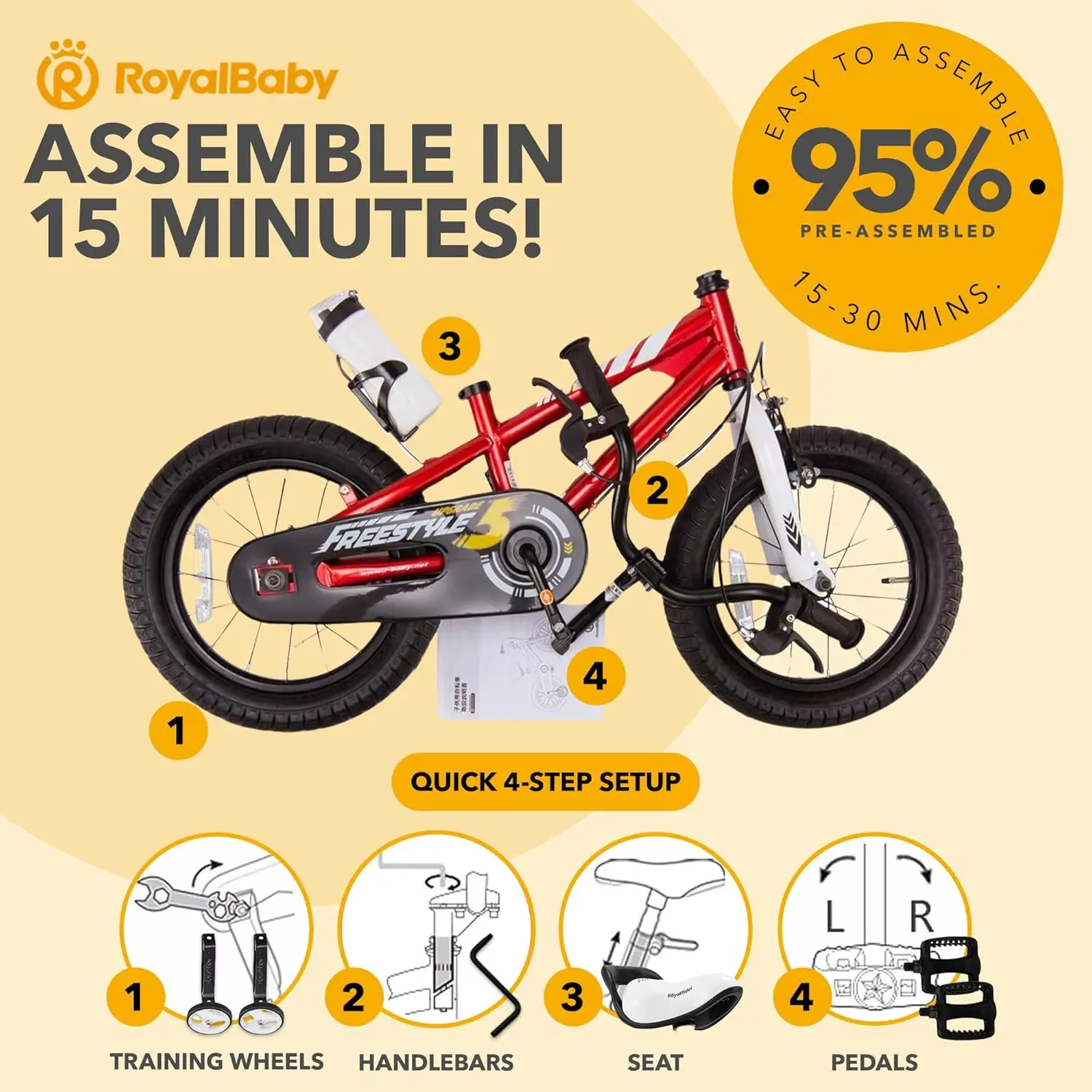 Rower dla dzieci EZ Balance pedałować podwójny hamulec ręczny małe dzieci chłopcy dziewczęta rower 12-20 Cal dla dzieci w wieku 3-10 lat