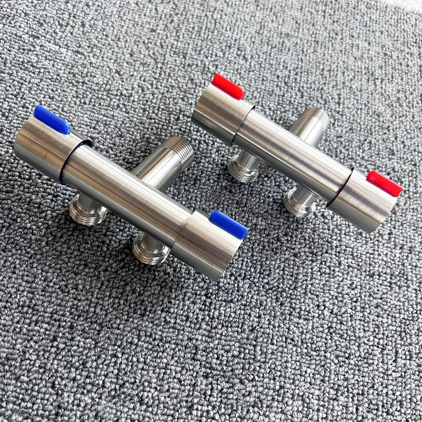 Double Handle Stainless Steel Faucet Bathroom Washing Machine Faucet Dual Use Angle Valve Inlet Valve Accessories