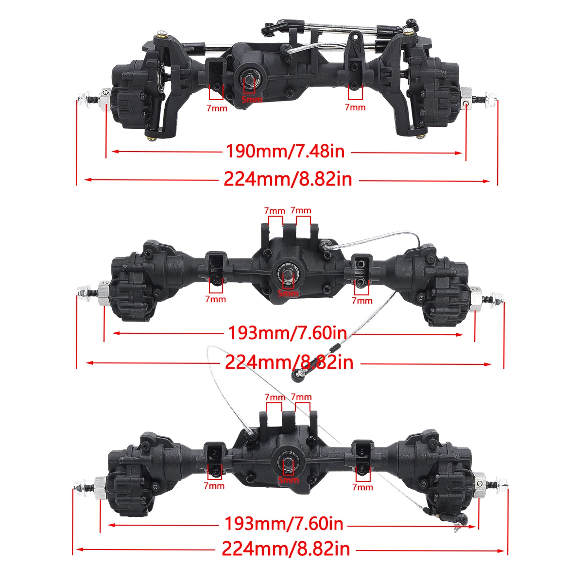 TRX4 Front Middle Rear Axle Complete Portal Axles With T-Lock Differential For 1/10 RC Crawler Traxxas TRX-4 6WD Upgrades