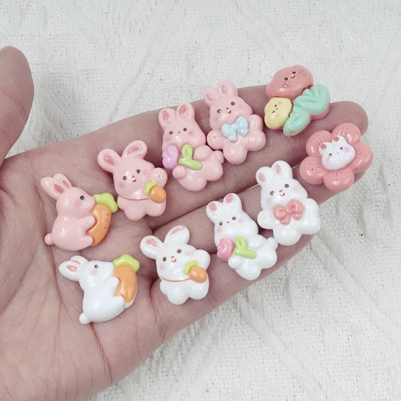 10/100pc Rabbit Animals DIY Resin Craft Handicraft Material Resin Patch Scrapbook Hair Clip Pendant Keychain Hairpin Accessories