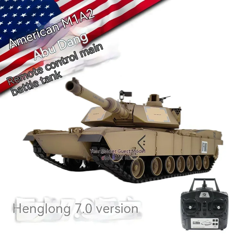 Tanque de batalla por infrarrojos Henglong Us M1a2 Abrams, tanque de control remoto, modelo con caja de ondas de acero Rc, regalo para amigos, nuevo, 2024