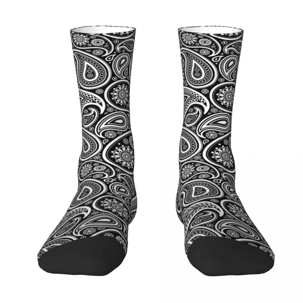 Retro Paisley Socks Black and White Modern Stockings Winter Non Slip Couple Socks High Quality Pattern Skateboard Socks