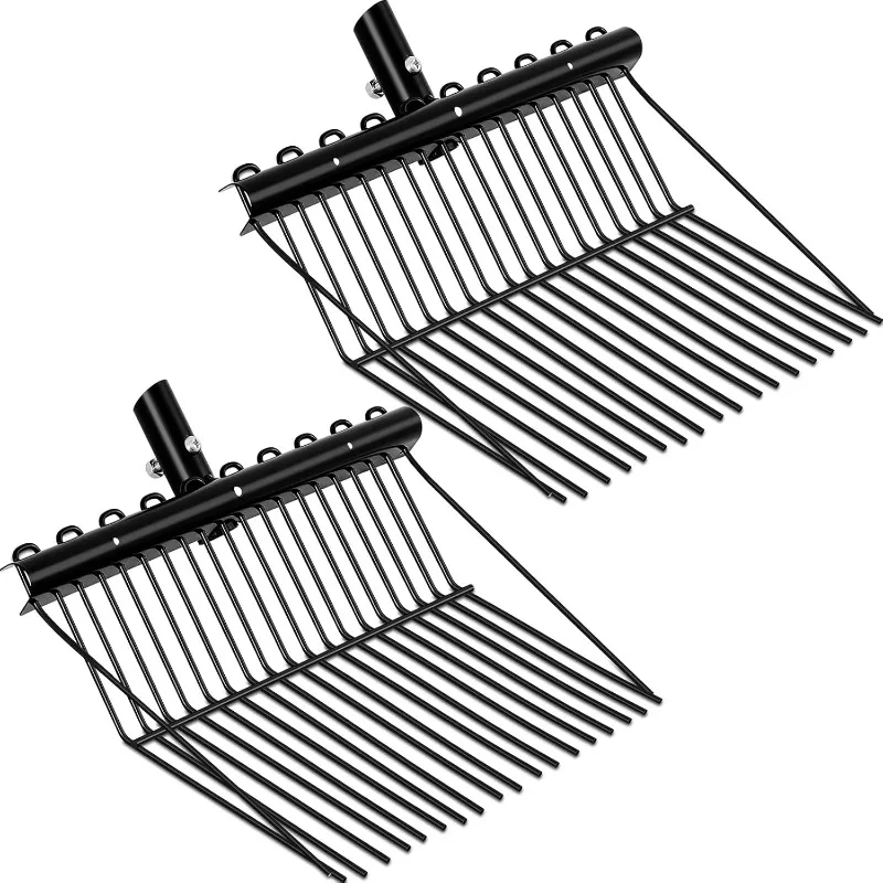 

2 Pcs Metal Fork Head Manure Fork Pitch Fork Replacement Head Horse Manure Rake Bulk with Angled Tines for Horse