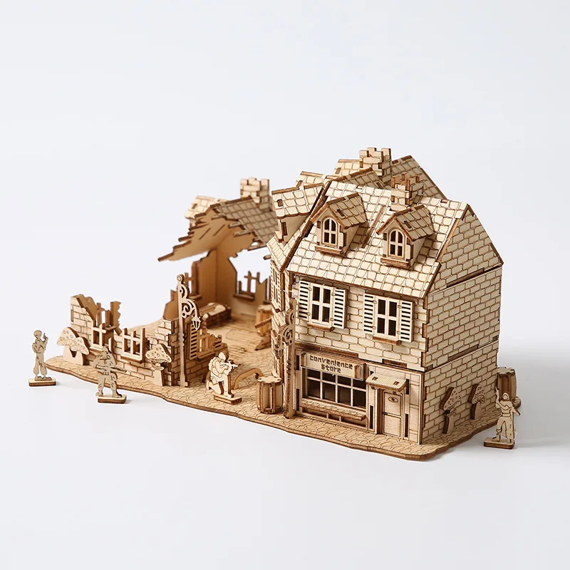 3d Wooden Puzzle 1942 War House Simulation Model Models Kit DIY Toy Model Building Kits for teens Adults Collection Gift