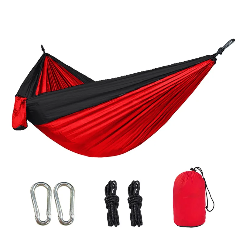 

Outdoor Single Person Camping Hammock with Nylon Color Matching Hammock High Strength Parachute Fabric Portable Hanging Bed