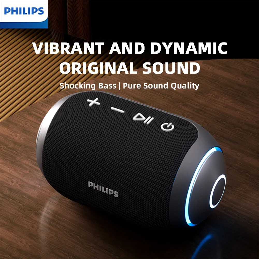 필립스 TAS3209 야외 휴대용 무선 스피커 컬러풀 조명 1800mAh 배터리 수명 캠핑용 멋진 음악