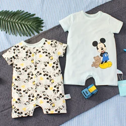 2PCS Summer Disney Boys Baby Minnie Pattern Soft Durable and Breathable Cotton Short Sleeve One Piece Pajamas Cute Kids' Wear