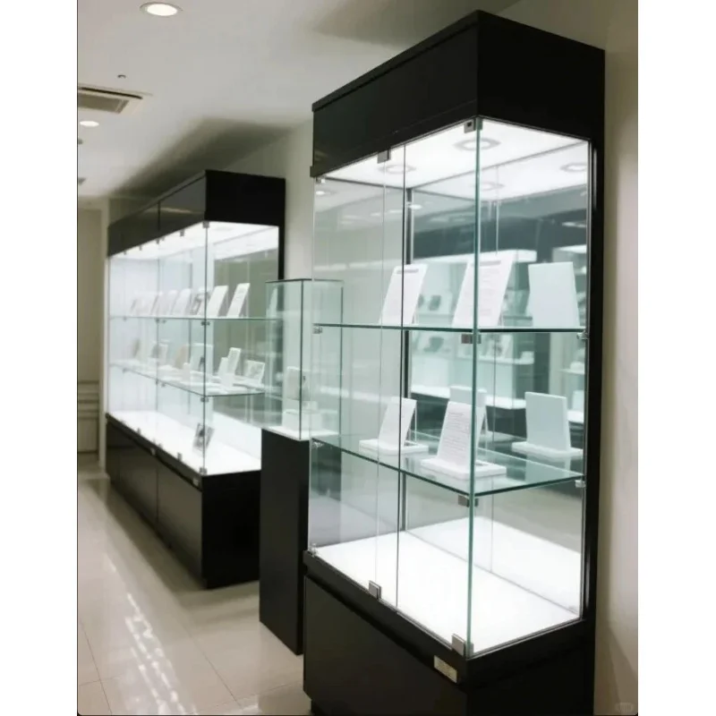 Vitrine de Vidro 360 Graus Personalizada para Loja de Varejo com Iluminação LED Interna - Lançamento Quente de Fábrica