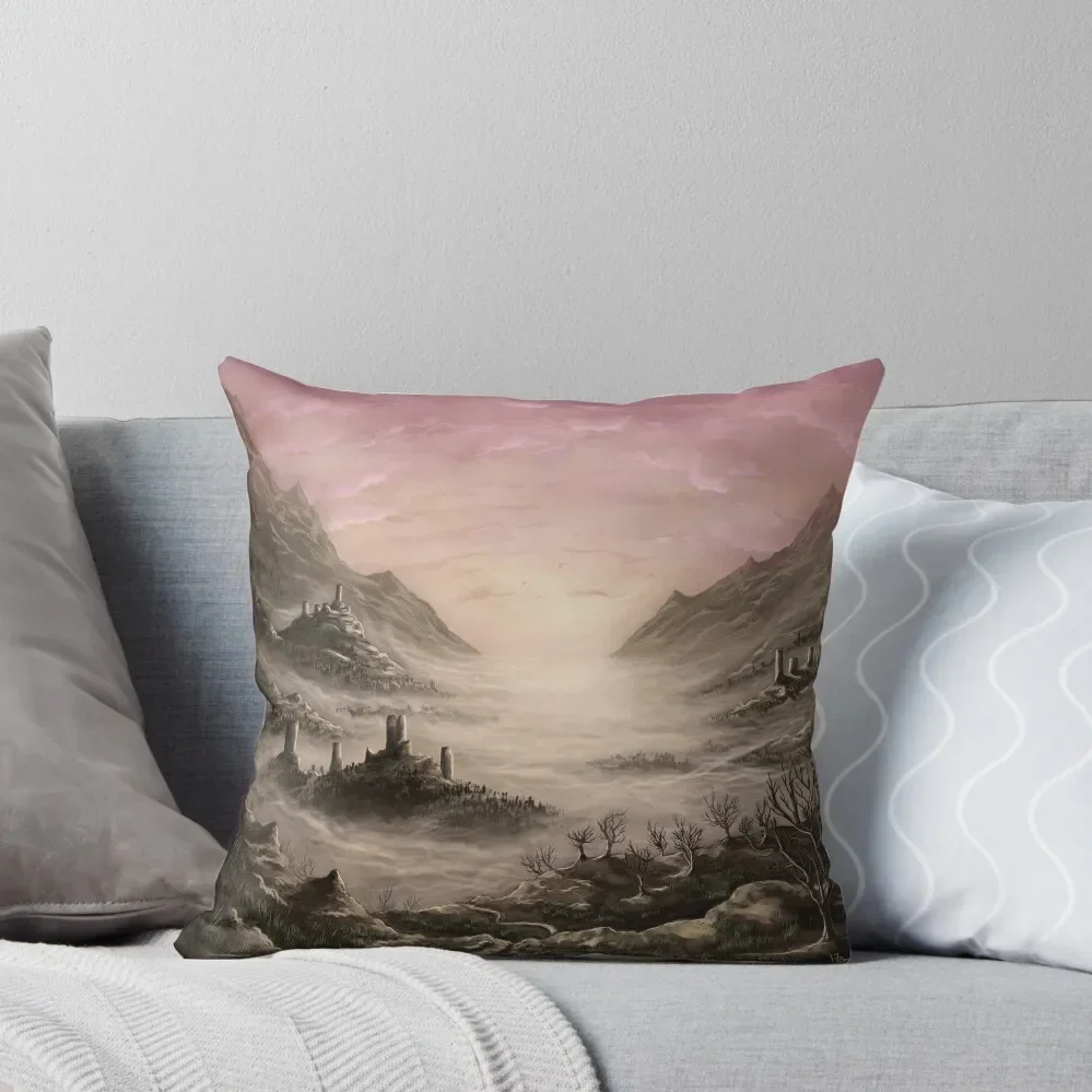 

medieval and magical valley in the mist Throw Pillow Pillowcases For Pillows Custom Cushion Pillow