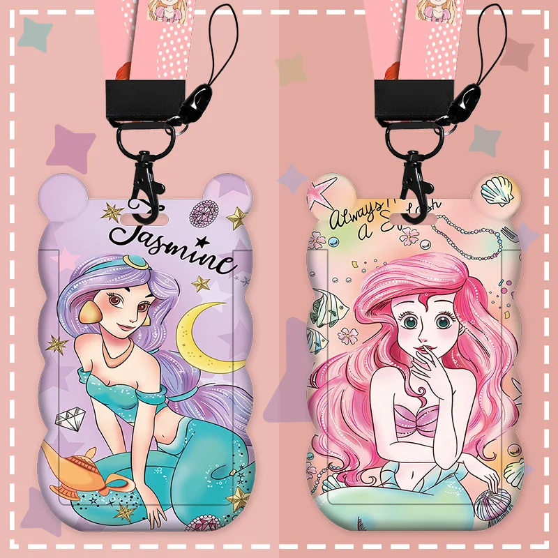 카툰 웨이브 카드 홀더 - 버스 지하철 출입 통제 카드 케이스 랜야드 포함 학교 유치원 ID 배지용