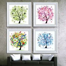 1pcolorful Four Seasons Tree conted Kit punto croce pacchetto ricamo primavera estate autunno inverno soggiorno decorativo per la casa