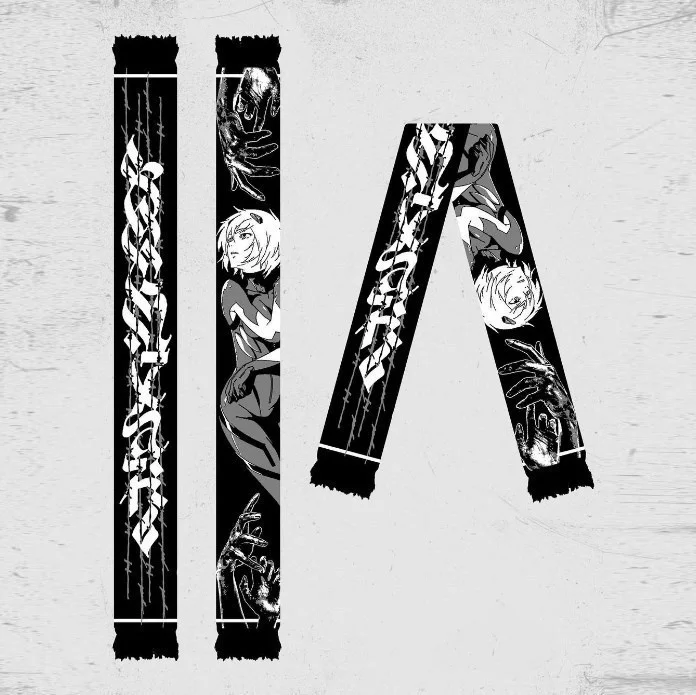 

Y2K double-sided striped autumn and winter new cross-border European and American trendy fashion anime printed versatile scarf