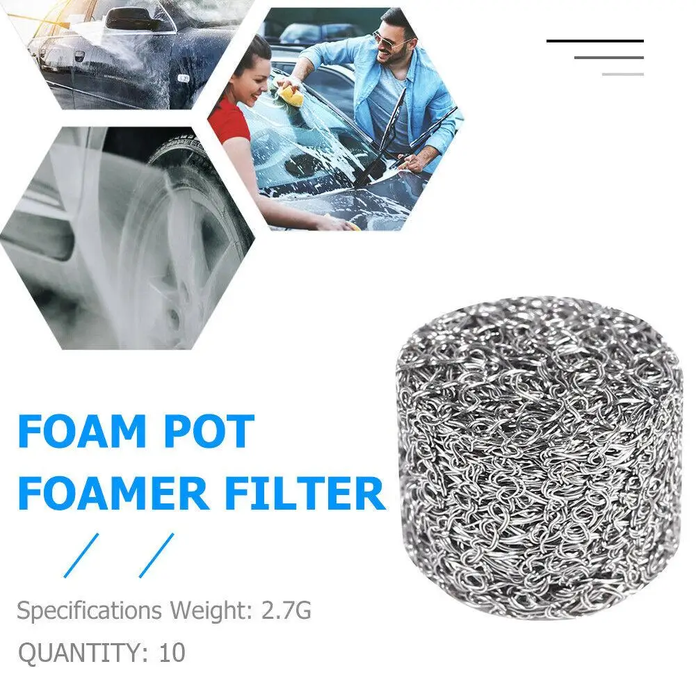 10Pcs Car Foam Lance Filters For High Pressure Washer Stainless Steel 2.7g Foam Lance Mesh Gauze Filters 14x10 Mm