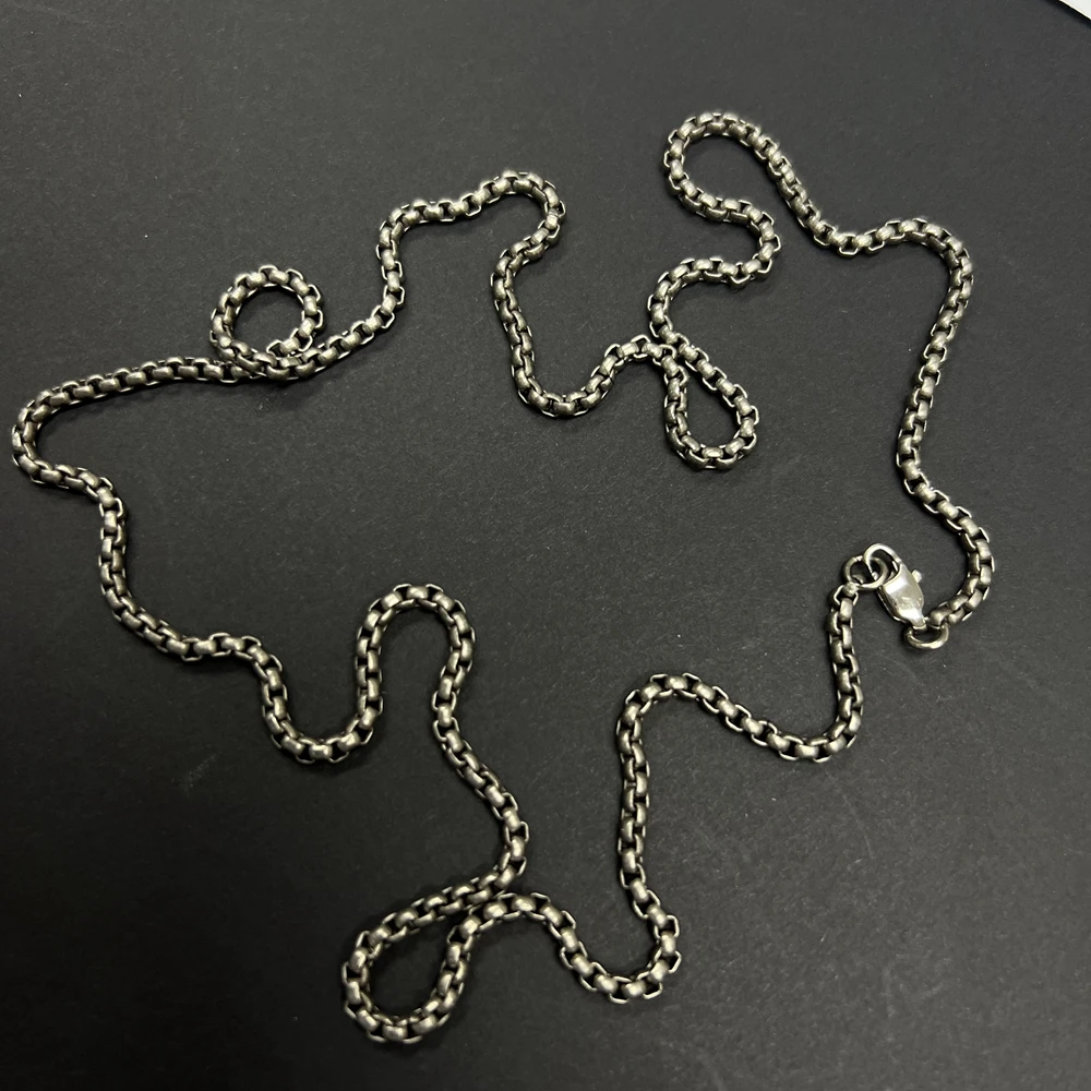 Fashion 3mm Width Pure Titanium Square Box Chain Necklace for Men Women Durable Anti-allergy Titanium Rolo Link Chain Necklace