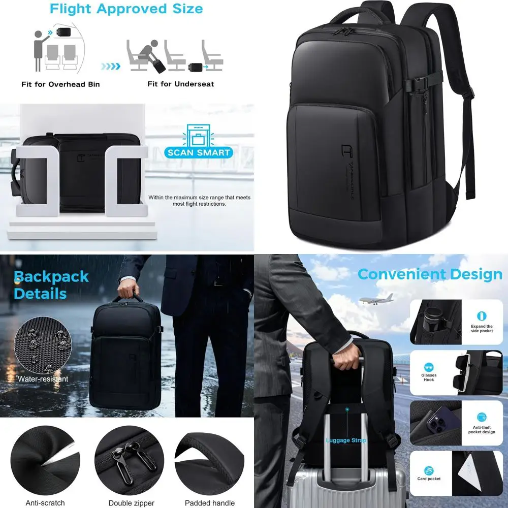 

Рюкзак для ноутбука 18x14x8 дюймов, мужской, для путешествий, водонепроницаемый, одобрен авиакомпаниями, с USB-портом