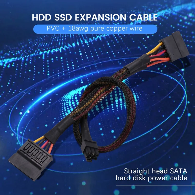 Cabo de alimentação HDD SATA Mini 6 pinos para 15 pinos X2 SATA cabo de alimentação para