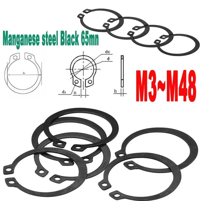 

10/20/50pcs M3 to M48 GB894 manganese steel Black 65mn 3-150mm Shaft C Type External Circlip Bearing Retaining Clip Snap Ring