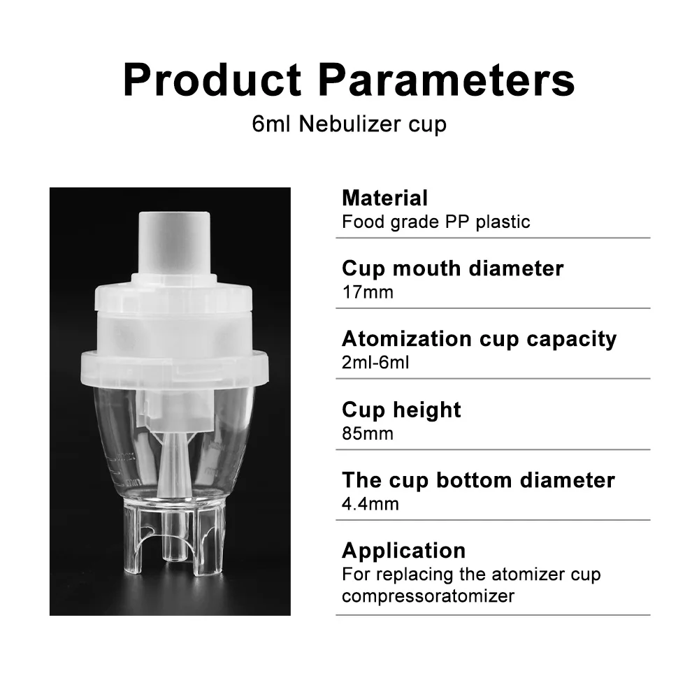 6/10ML Medical Atomized Cup Allergy Inhaler Atomized Cup Air Compressor Nebulizer Medicine Bottle Tank Home Aerosol Medication