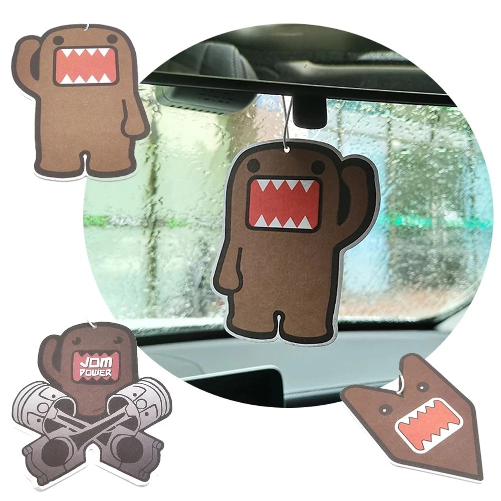 JDM POWER Culture Car Air Freshener Black LCE Paper Card Fragrance Cute Rearview Mirror Pendant Domo-kun Cartoon JDM Accessories