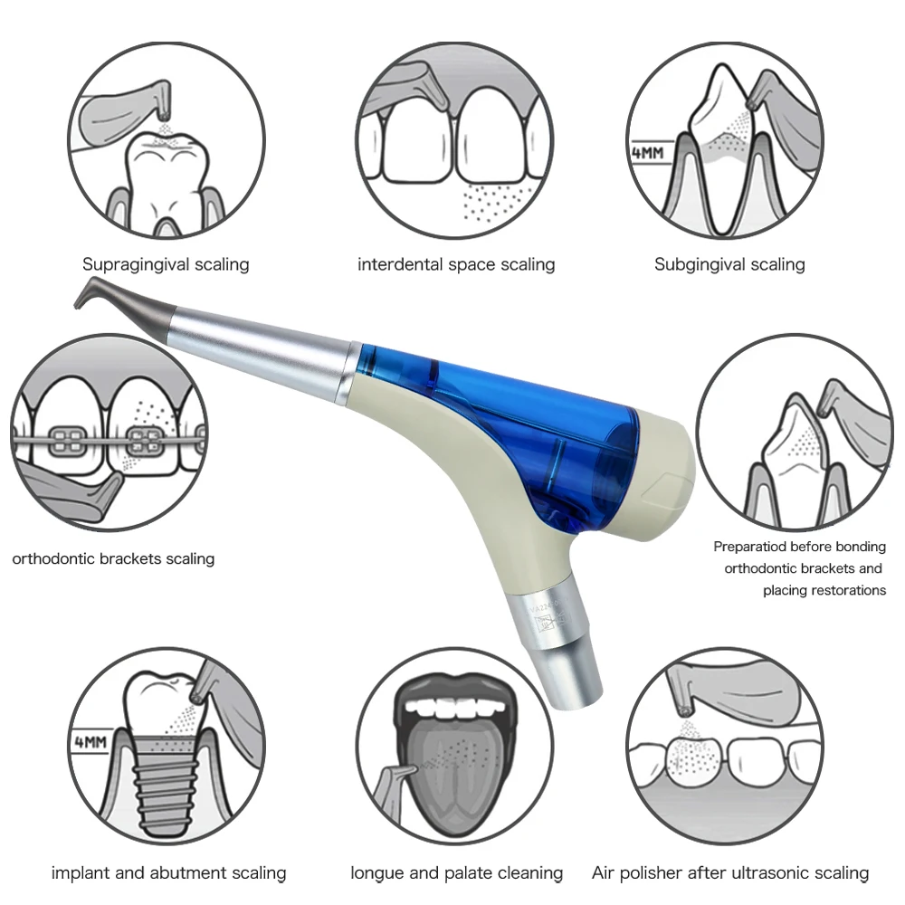 Tandheelkundige luchtstroom polijstmachine Polijsten Zandstraalmachine Air Prophy Jet-apparatuur Tandarts Luchtpolijstmachine-eenheid voor het reinigen van tanden