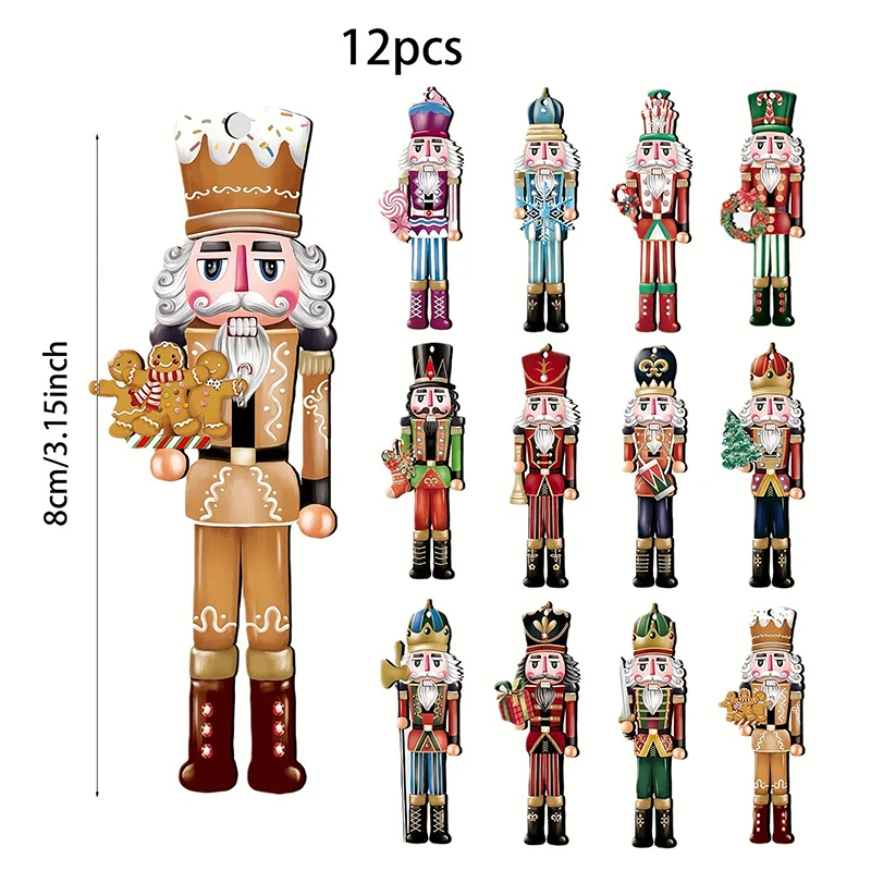 12/24/36Pcs Christmas Tree Hanging With New Year Gifts New Christmas Nutcracker Wooden Ornament Set Party Atmosphere Decoration