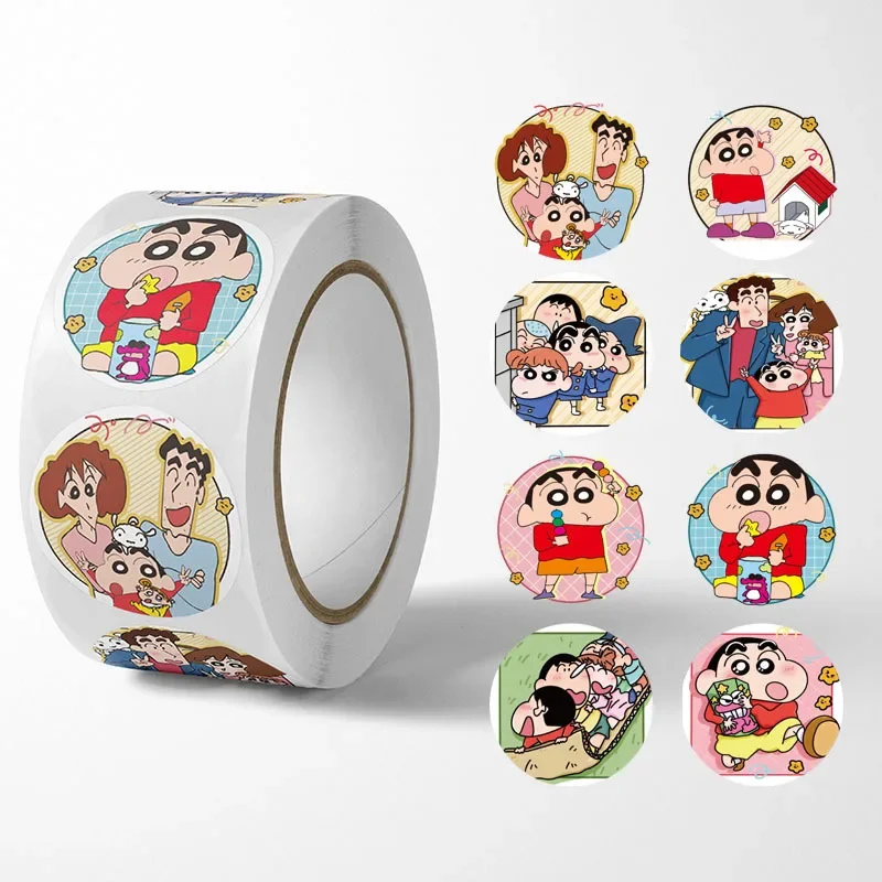 New ‌Crayon Shin-chan Cartoon Sticker 500pcs Paper Roll Bonus Children's Puzzle Toy Sticker Fun Cartoon Ledger Sticker Gift