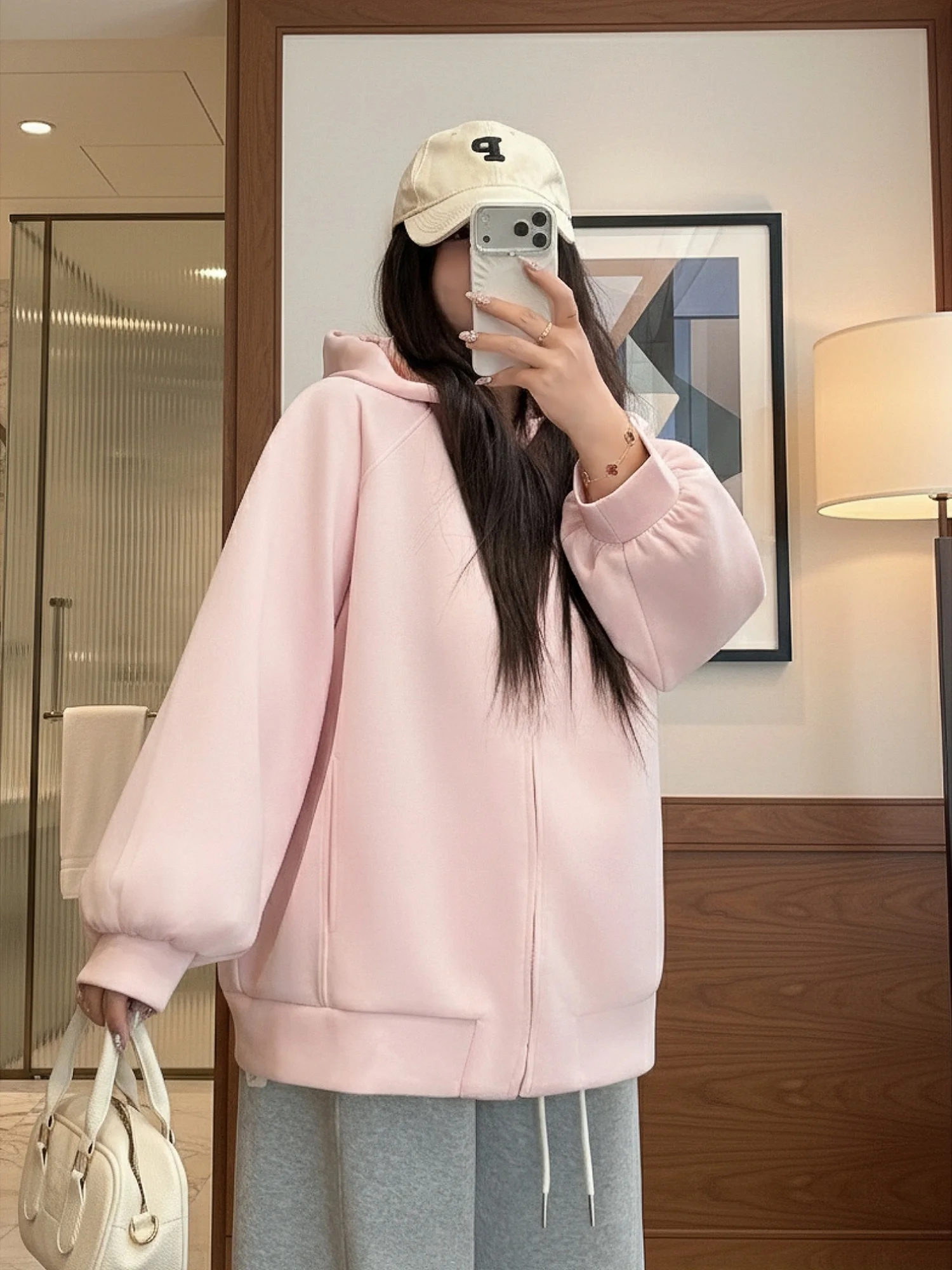 

Loose Casual Korean Style Hoodie Short Jacket plus Size Women's Spring Fashion Slimming Effectiveness Versatile Streetwear